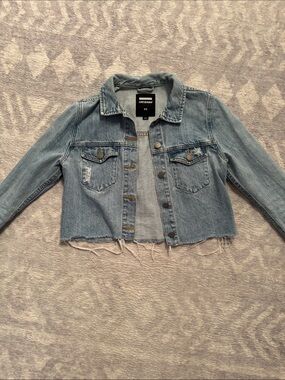 Dr. Denim Faded Blue Raw-Hem Cropped Denim Jacket - Size XS